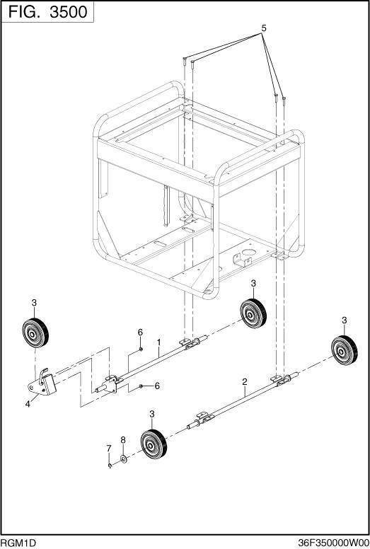 Wheel Diagram and Parts List for RGM1D018000 RGV14000 Subaru Generator