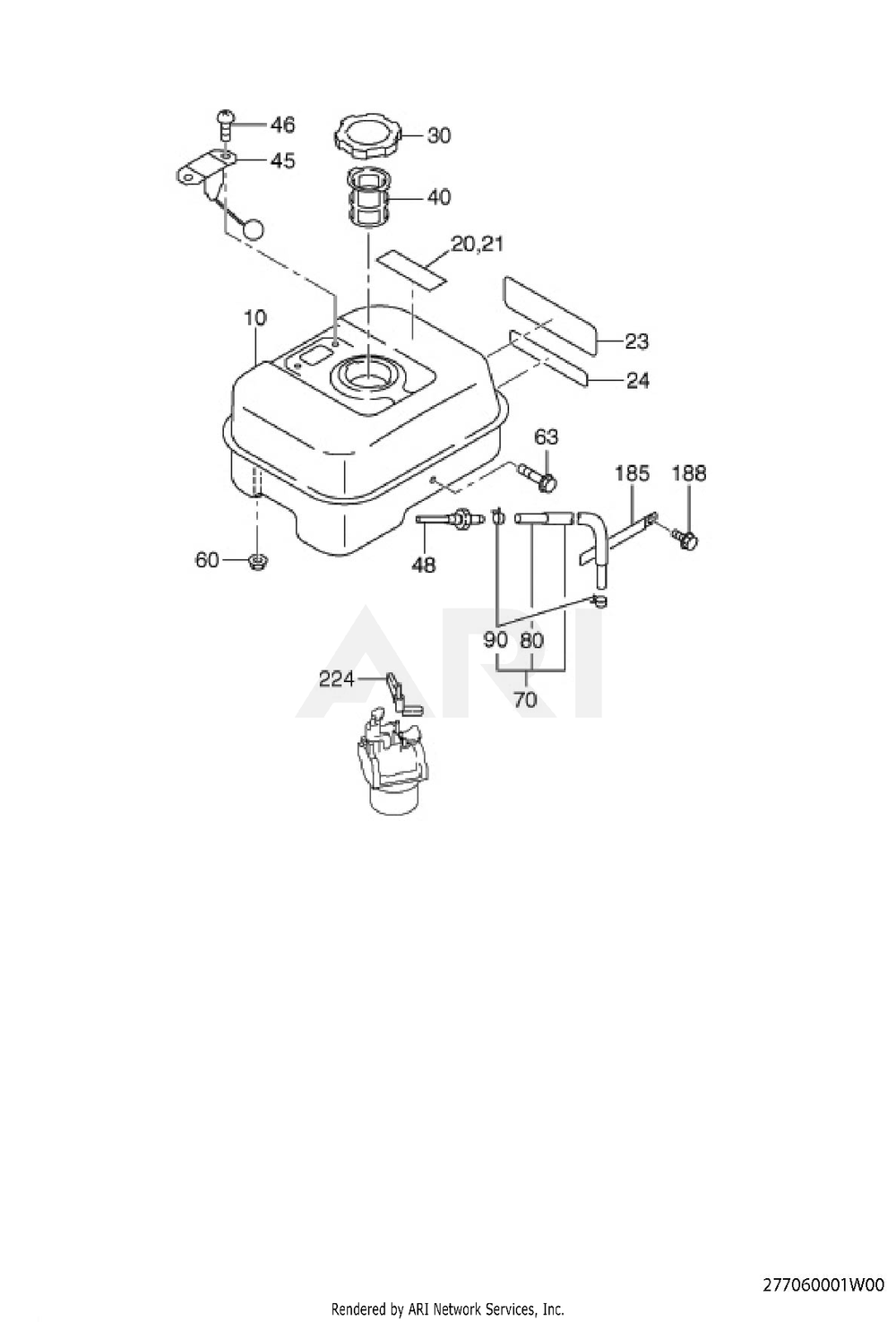 600 Fuel And Lubricant Diagram and Parts List for EX170DT1140  Subaru Engine