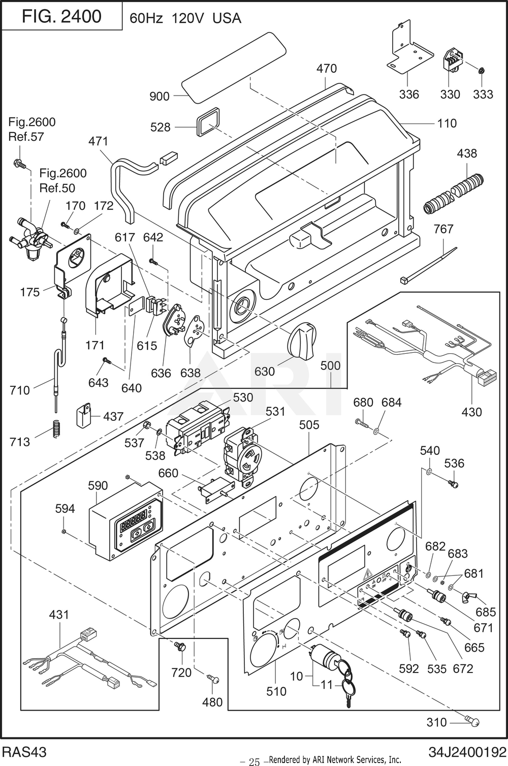 2400 Control Diagram and Parts List for RAS43023510  Subaru Generator