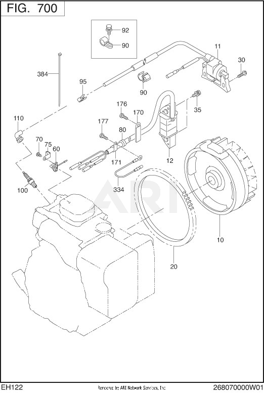 700 Electric Device Diagram and Parts List for EH122D46530  Subaru Engine