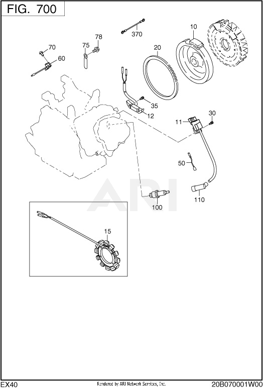 700 Electric Device Diagram and Parts List for EX400SE5033  Subaru Engine