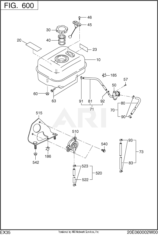 600 Fuel And Lubricant Diagram and Parts List for EX350DE5011  Subaru Engine