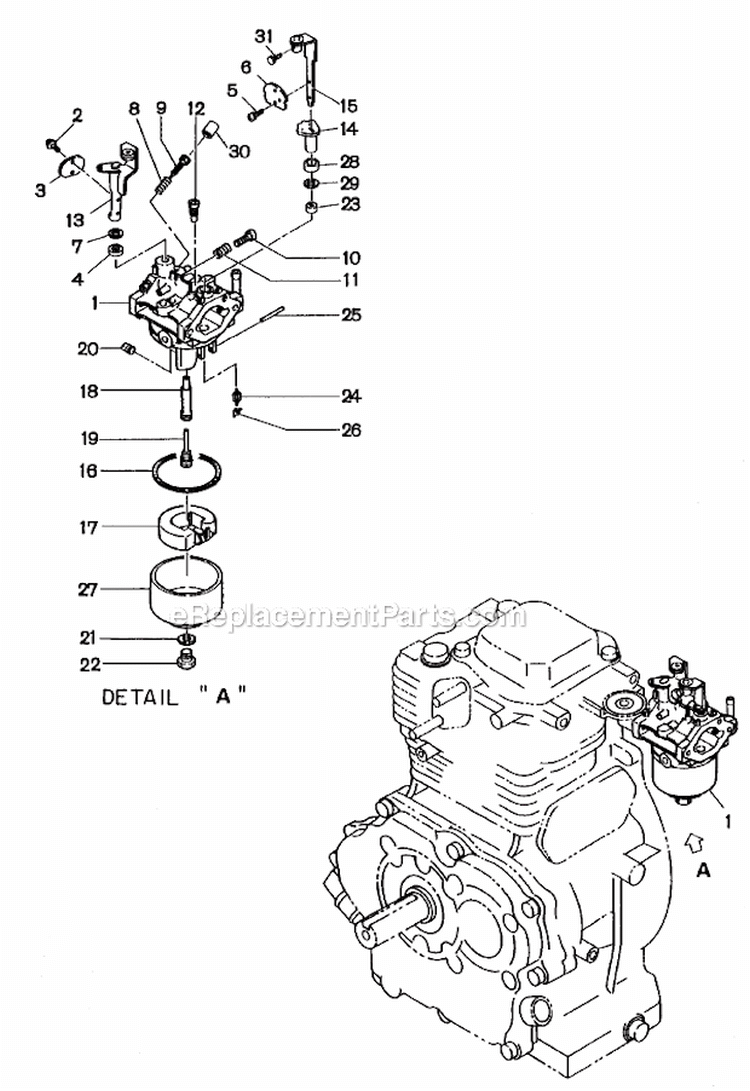 Carburetor Diagram and Parts List for RGV4100  Subaru Generator