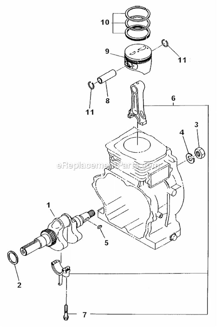 Crankshaft_And_Piston Diagram and Parts List for RGV4100  Subaru Generator