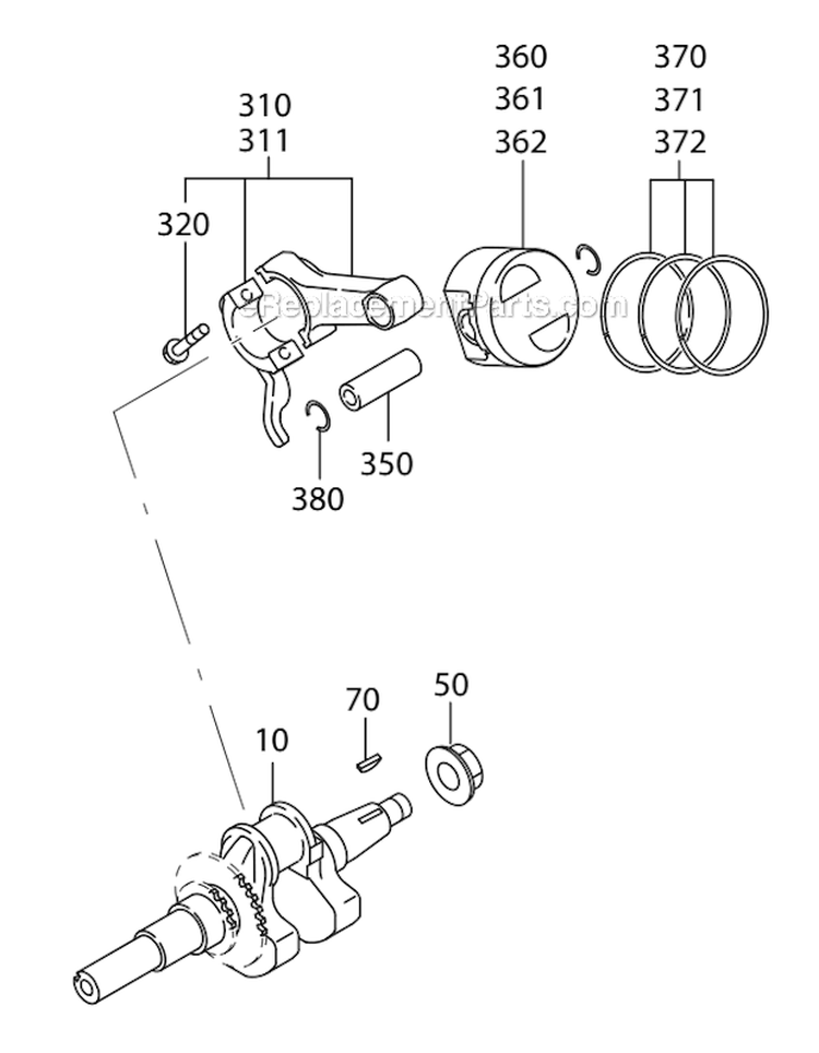 Crankshaft Group Diagram and Parts List for SP170  Subaru Engine