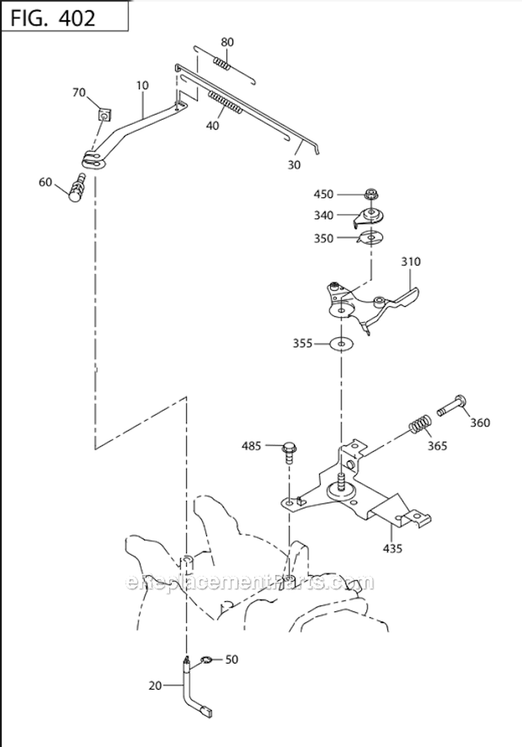 Governor Operation Diagram and Parts List for SP170 EX170DT1100 Subaru Engine