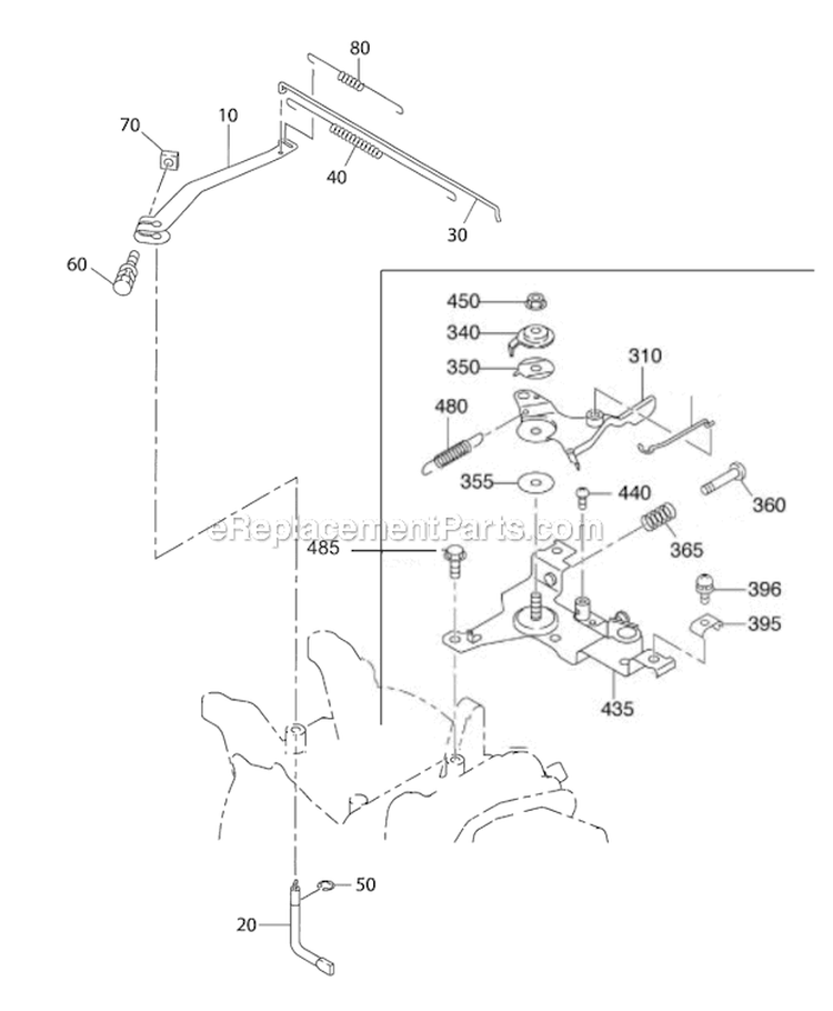 Governor Group Diagram and Parts List for SP170  Subaru Engine