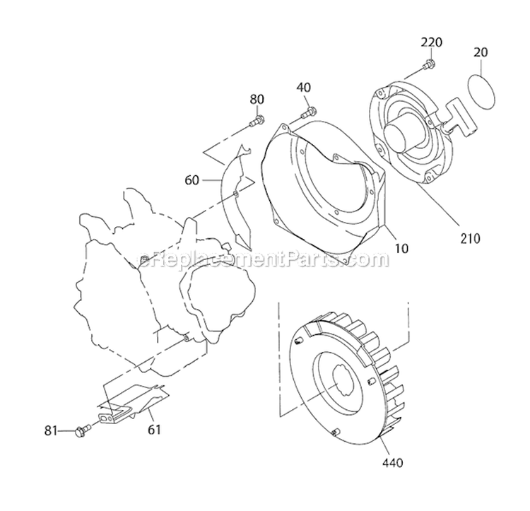Cooling and Starting Group Diagram and Parts List for SP170  Subaru Engine