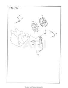700 Electric Device Diagram and Parts List for 170DT1012  Subaru Engine