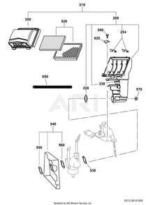 315 Air Cleaner Diagram and Parts List for EX400D51040  Subaru Engine