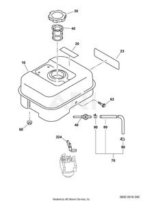 600 Fuel Tank Diagram and Parts List for EX170D10076  Subaru Engine