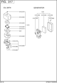 Intake Exhaust Diagram and Parts List for EX130D70270 EX130 Subaru Engine