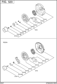 Cooling,starting Diagram and Parts List for EX270D10240 EX270 Subaru Engine
