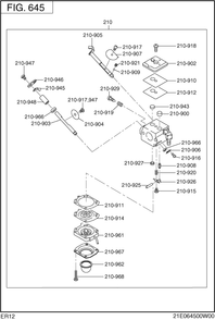 Fuel Lubricant Group Diagram and Parts List for ER120D41000 ER120 Subaru Engine
