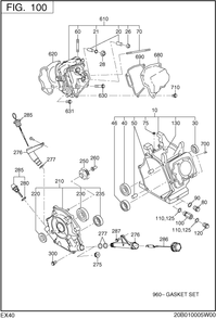 Crank Case Diagram and Parts List for EX400DM5030 EX400 Subaru Engine