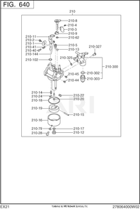640 Carburetor Diagram and Parts List for EX210D50036  Subaru Engine