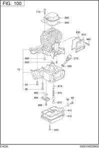 Crankcase Diagram and Parts List for EH035PA1199 EH035 Subaru Engine