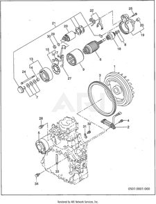 501 Starter Motor Diagram and Parts List for RD330017640  Subaru Generator