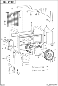 Pipe Frame Diagram and Parts List for RGR75023000 SGX7500 Subaru Generator