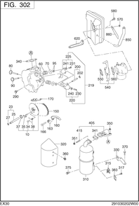 Intake Exhaust Diagram and Parts List for EX300D20071 EX300 Subaru Engine
