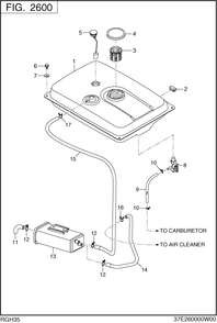 Fuel Lubricant Diagram and Parts List for RGH35052000 RGH3500 Subaru Generator