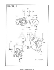 100 Crankcase Diagram and Parts List for 170DT1012  Subaru Engine