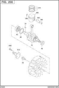 Crankshaft,piston Diagram and Parts List for EH025PA1205 EH025 Subaru Engine