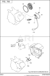 700 Electric Device Diagram and Parts List for RAS32023510  Subaru Generator