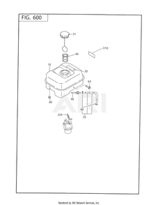 600 Fuel And Lubricant Diagram and Parts List for 170DT1012  Subaru Engine