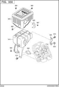 Intake,exhaust Group Diagram and Parts List for EK300B70020 EK300 Subaru Engine