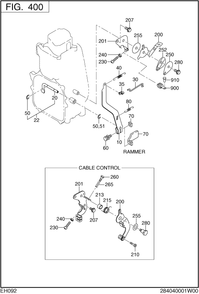 Governor Operation Diagram and Parts List for EH092D40040 EH092 Subaru Engine