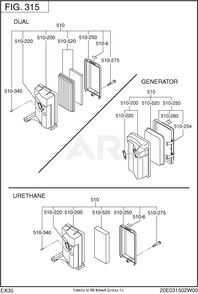 315 Intake And Exhaust Diagram and Parts List for RLE65053000  Subaru Generator