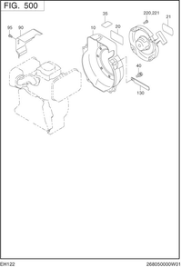 Cooling,starting Diagram and Parts List for EH122B00090 EH122 Subaru Engine