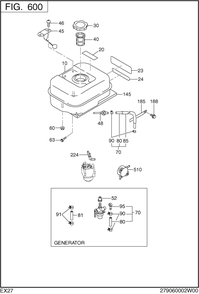 Fuel Lubricant Diagram and Parts List for EX270D10240 EX270 Subaru Engine