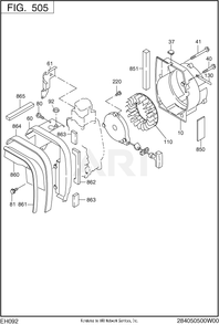 505 Cooling And Starting Diagram and Parts List for RAS17023095  Subaru Generator