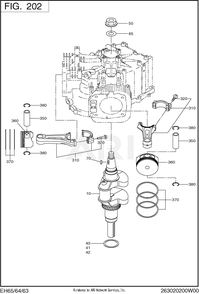 200 Crankshaft Diagram and Parts List for EH650VC0130  Subaru Engine