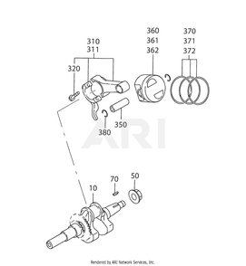 200 Crankshaft Diagram and Parts List for 170DT1141  Subaru Engine