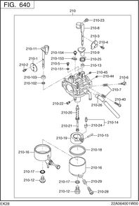 Fuel Lubricant Group Diagram and Parts List for EK280B00000 EK280 Subaru Engine