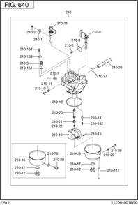 Fuel Lubricant Group Diagram and Parts List for ER120D47010 ER120 Subaru Engine