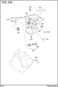 Intake Exhaust Diagram and Parts List for EE300DSM910 EE300 Subaru Engine