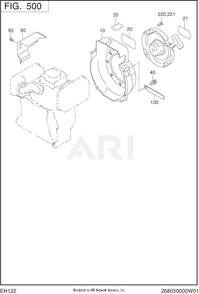 500 Cooling And Starting Diagram and Parts List for EH122D46530  Subaru Engine