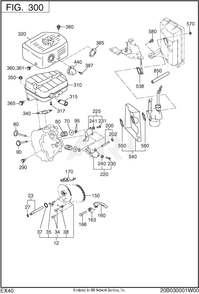 300 Intake And Exhaust Diagram and Parts List for EX400SE5033  Subaru Engine