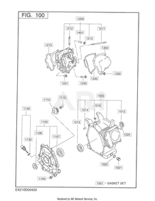 100 Crankcase Diagram and Parts List for EX210D2042S  Subaru Engine