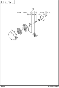 Cooling,starting Group Diagram and Parts List for DY410YD2600 DY410 Subaru Engine
