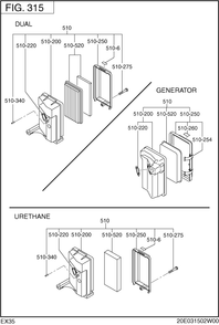 Intake,exhaust Diagram and Parts List for EX350D00031 EX350 Subaru Engine