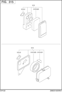 Intake Exhaust Diagram and Parts List for EH122B00090 EH122 Subaru Engine