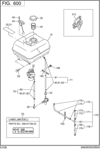 Fuel,lubricant Group Diagram and Parts List for EH360D61011 EH360 Subaru Engine