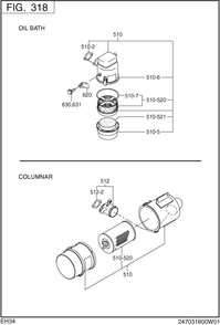 Intake Exhaust Diagram and Parts List for EH340B70310 EH340 Subaru Engine