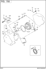 Electric Device Diagram and Parts List for EH410D65543 EH410 Subaru Engine