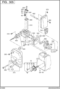Intake Exhaust Diagram and Parts List for EH092FN8510 EH092 Subaru Engine